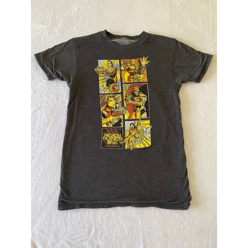 Ready Player One 2018 Movie Promo Reversible T-Shirt Charcoal Heather Grey Mens